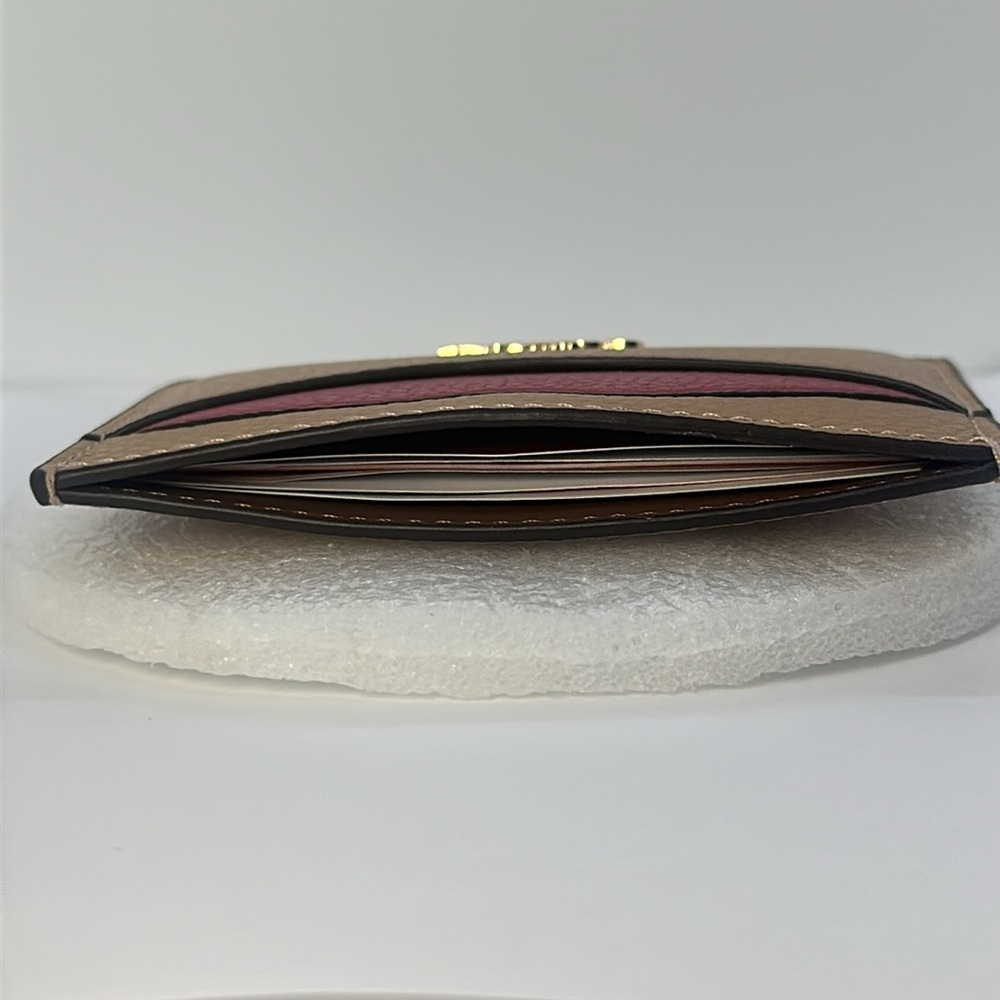 NWT Coach Card Case Wallet Pink Tan Leather Slim ID Holder - Picture 8 of 16